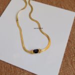 Black Square Crystal Snake Chain Necklace