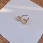 Grey Crystal Earrings Rosegold Plated