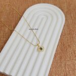 Mother Pearl Green Crystal Diagonal Necklace