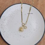 Sun With Heart Snake Chain Charm Necklace