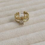 Oval White Crystal Adjustable Ring