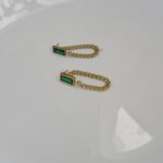 Green Crystal Link Earrings