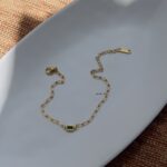 Green Rectangle Crystal Link Chain Bracelet