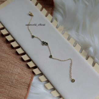 Tiny Green Crystal Dual Heart Bracelet