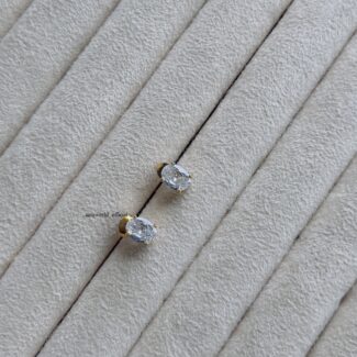 White Ellipse Crystal Studs